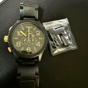 Nixon 51-30 Matte Black and Gold Chronograph Watch